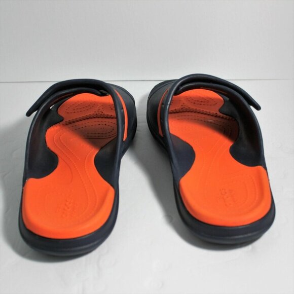 Crocs Dual Comfort Slide Sandal Two Tone Orange Blue Womens 7 Mens 5 Unisex - Picture 5 of 10